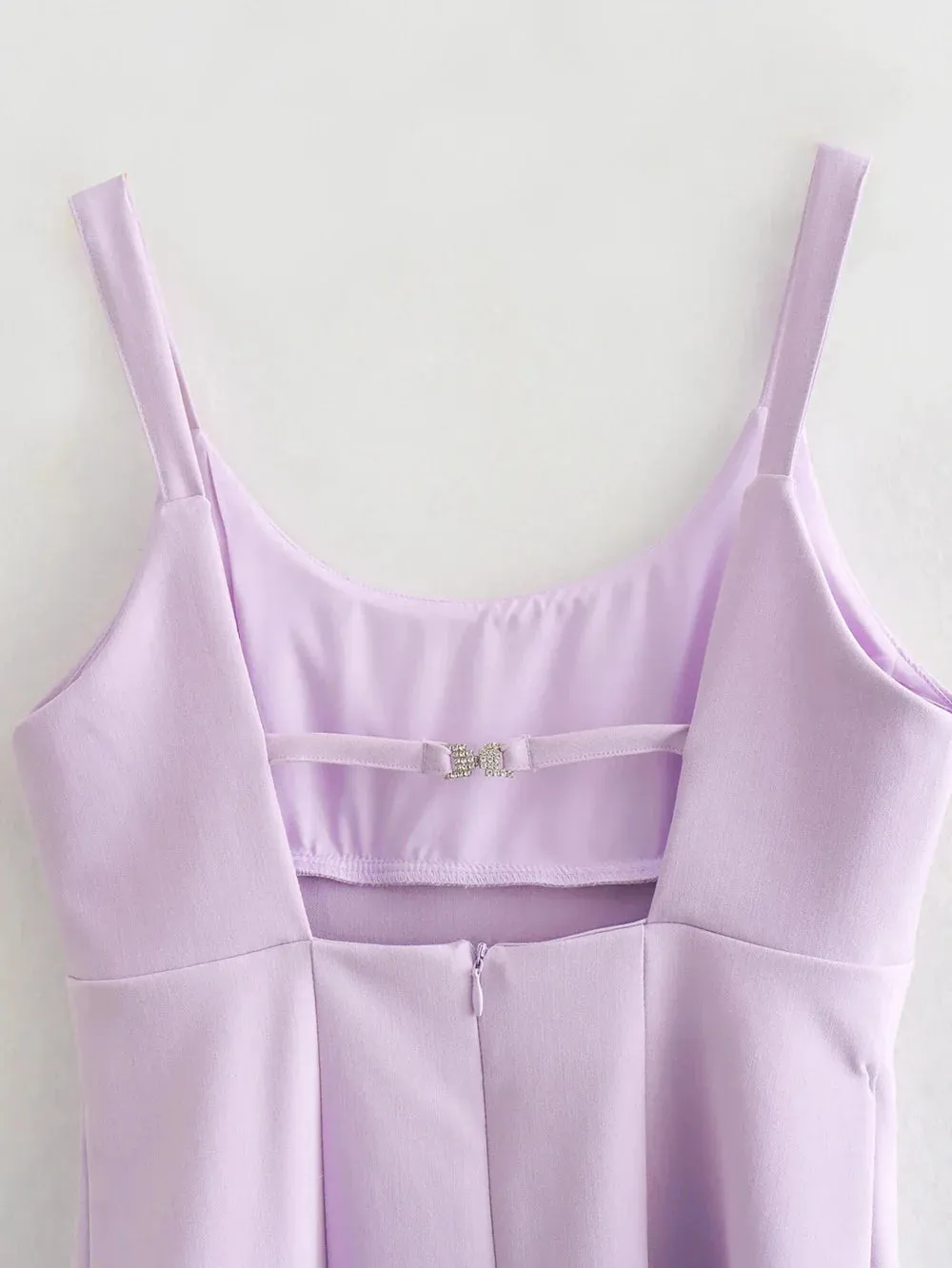 Lilac Square Neck Mini Dress for an Elegant Look