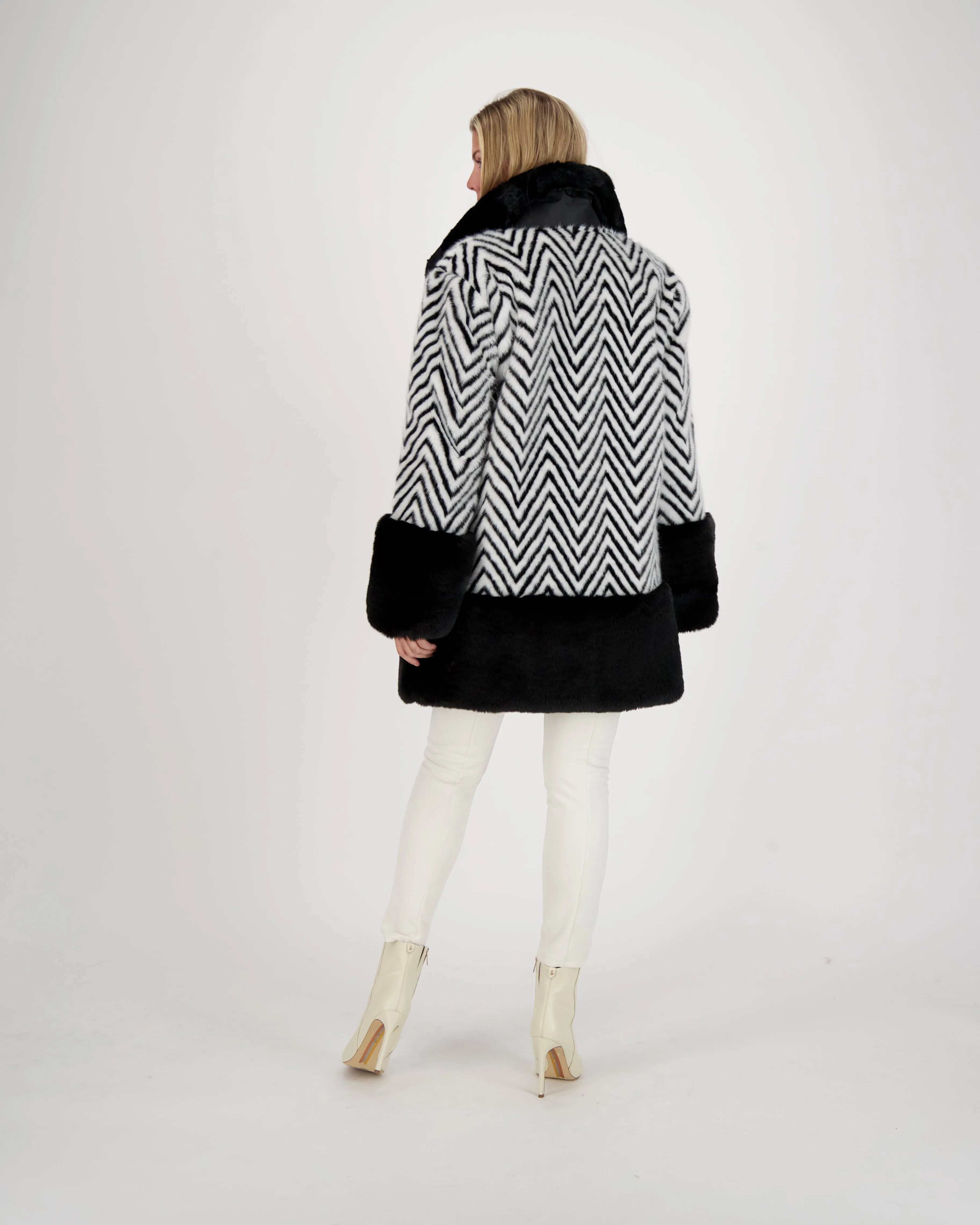 Limited Edition Chevron Faux Fur Coat