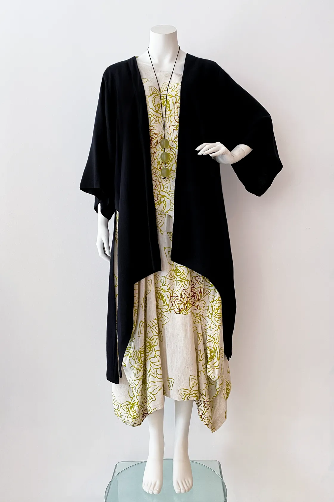 Long Kimono Jacket in Black Papyrus