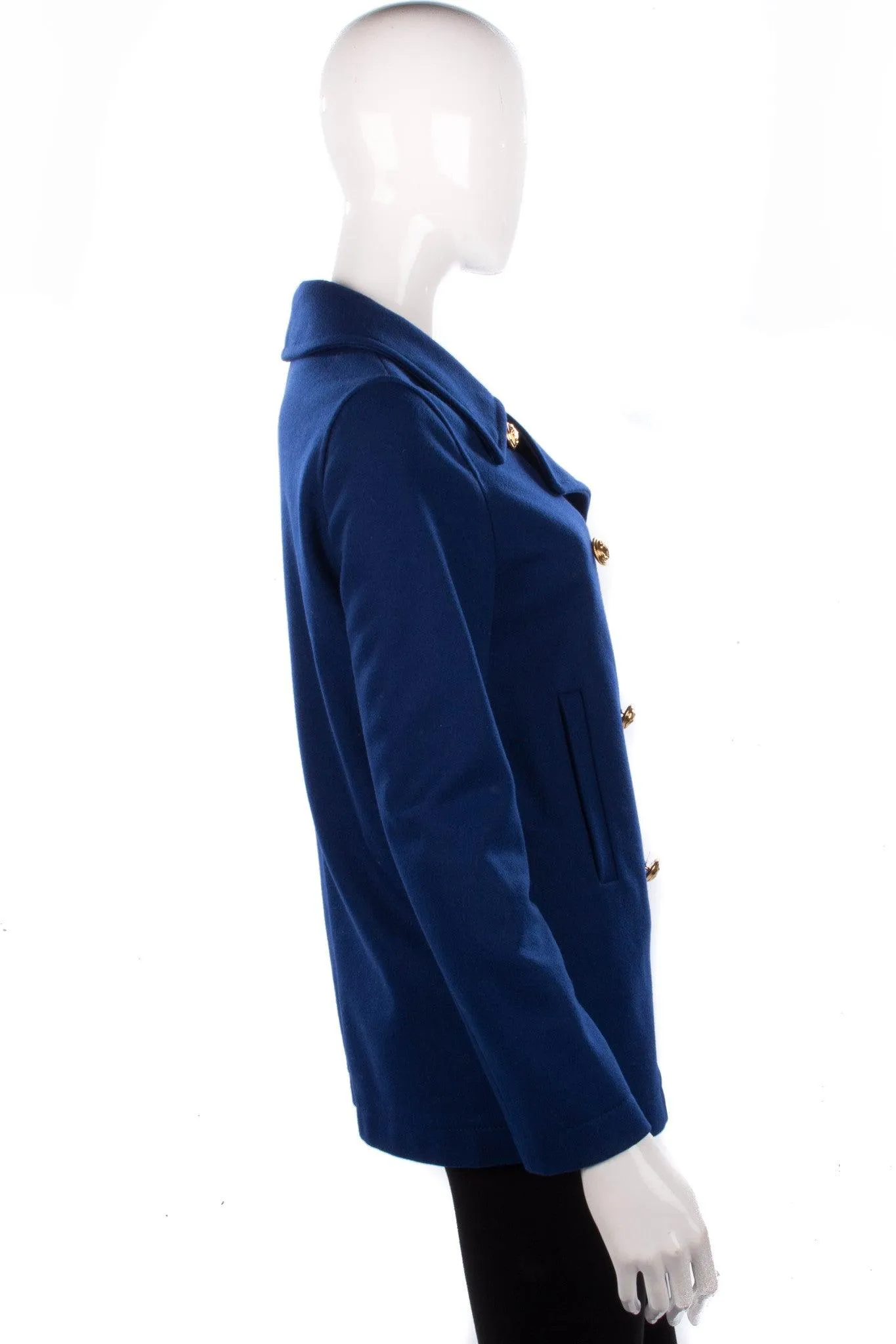 Love Moschino Designer Jacket Wool Royal Blue with Gold Anchor Buttons UK Size 8