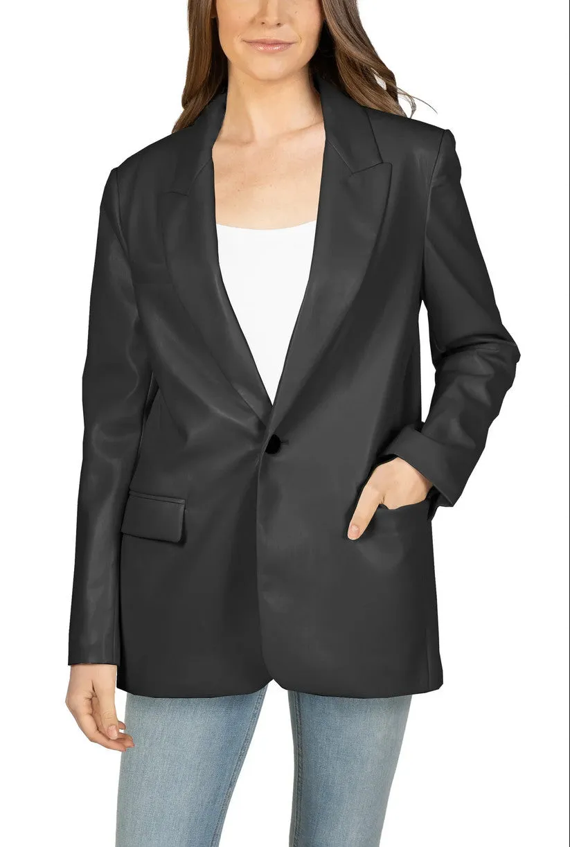 Love Token Vegan Leather Blazer