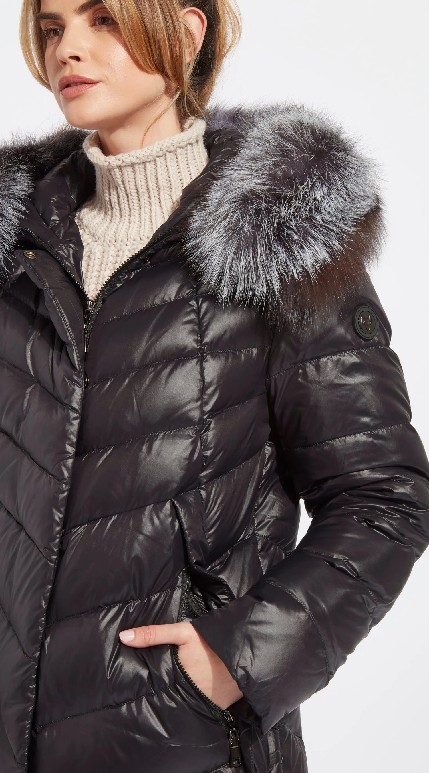 Luxy Midi Water-Repellent Down Jacket - Silver Fox