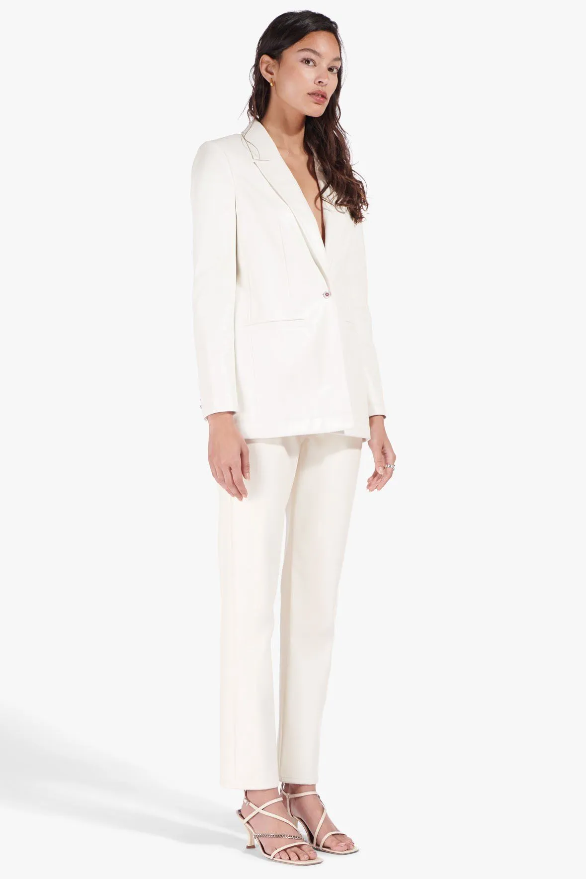 MADDEN BLAZER | IVORY VEGAN LEATHER