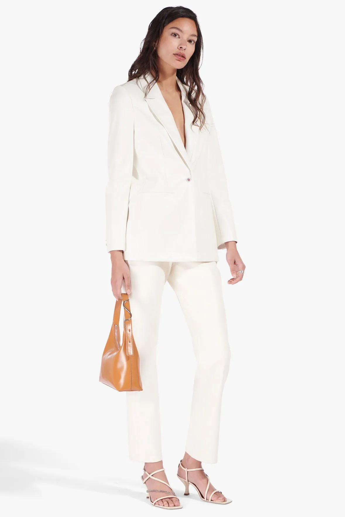 MADDEN BLAZER | IVORY VEGAN LEATHER