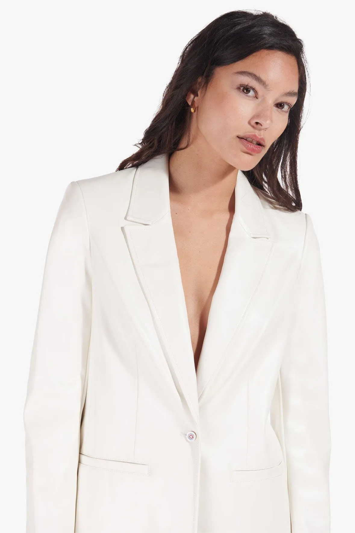 MADDEN BLAZER | IVORY VEGAN LEATHER