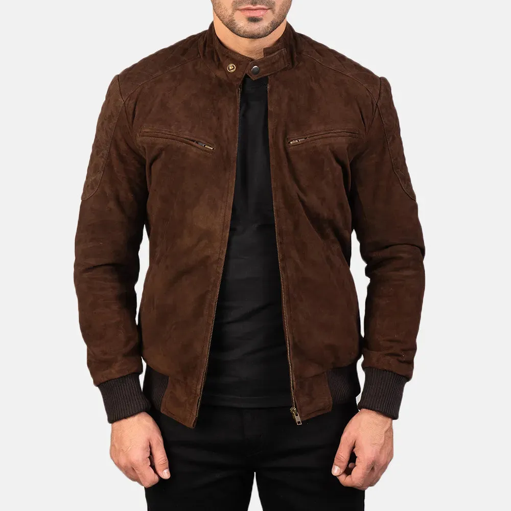 Mens Dark Brown Suede Jacket