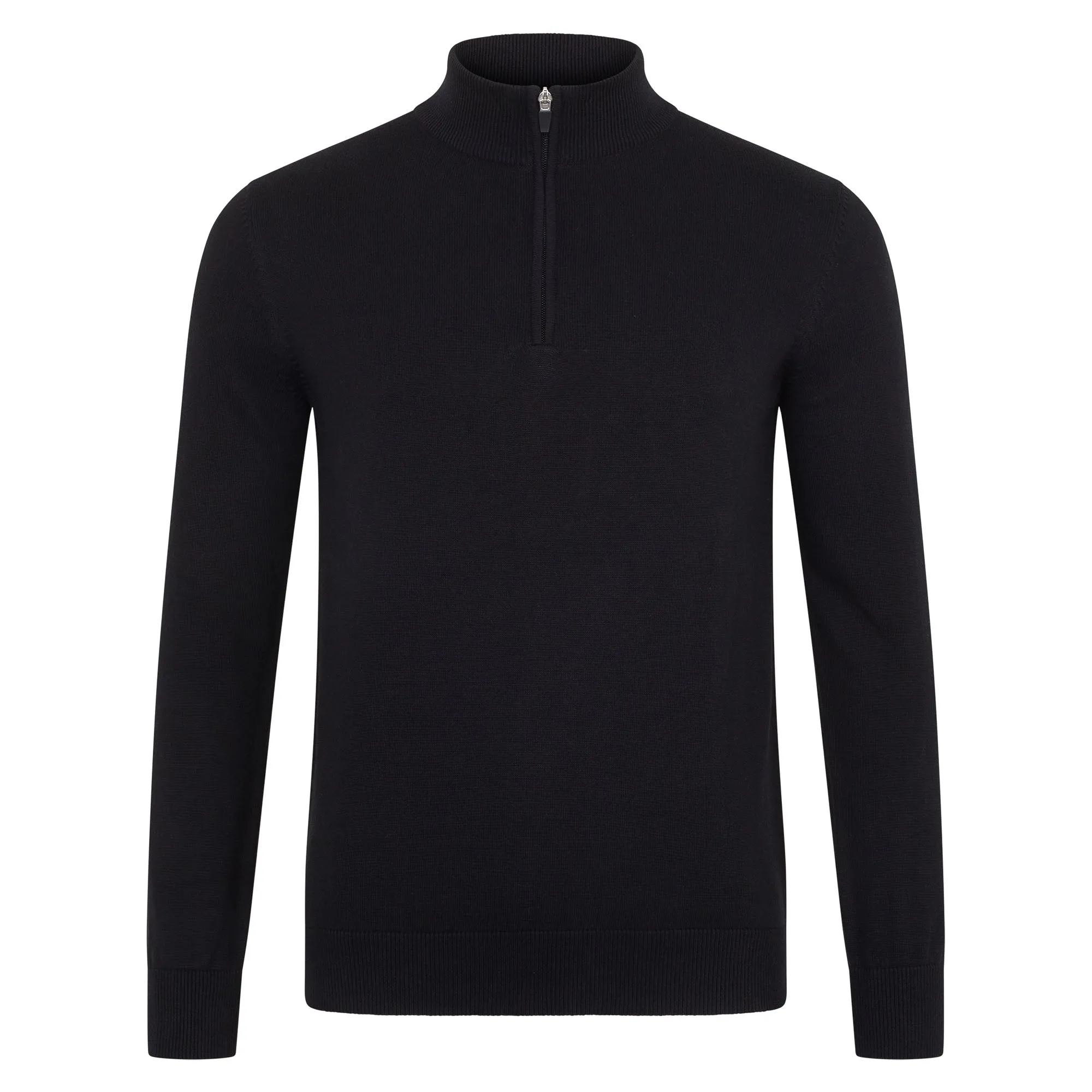 Mens Lightweight Cotton Zip Neck Jumper