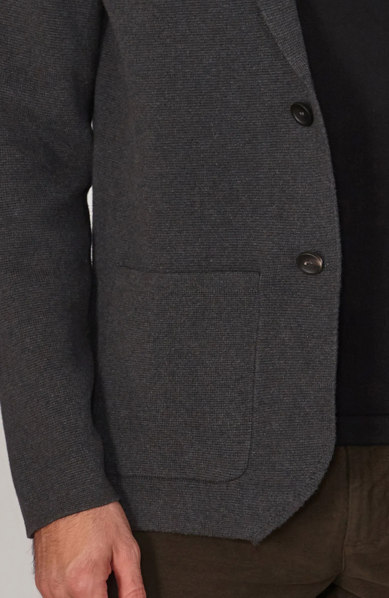 Mens Midweight Cotton Deconstructed Knitted Blazer