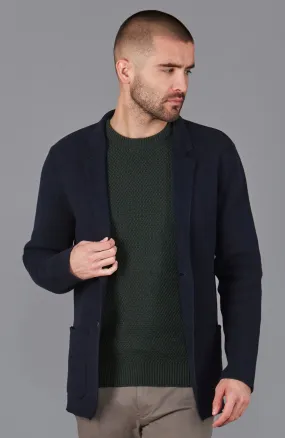 Mens Midweight Cotton Deconstructed Knitted Blazer