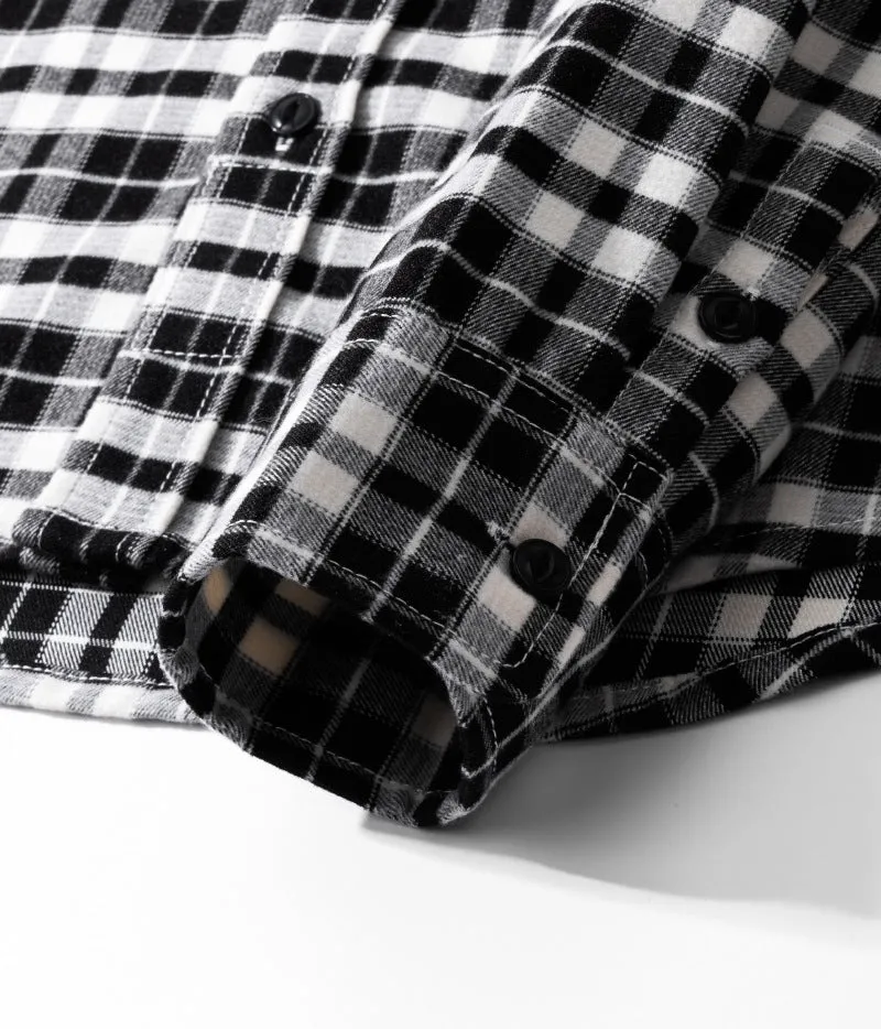 Men's plaid shirt lightly polished retro long-sleeved shirt