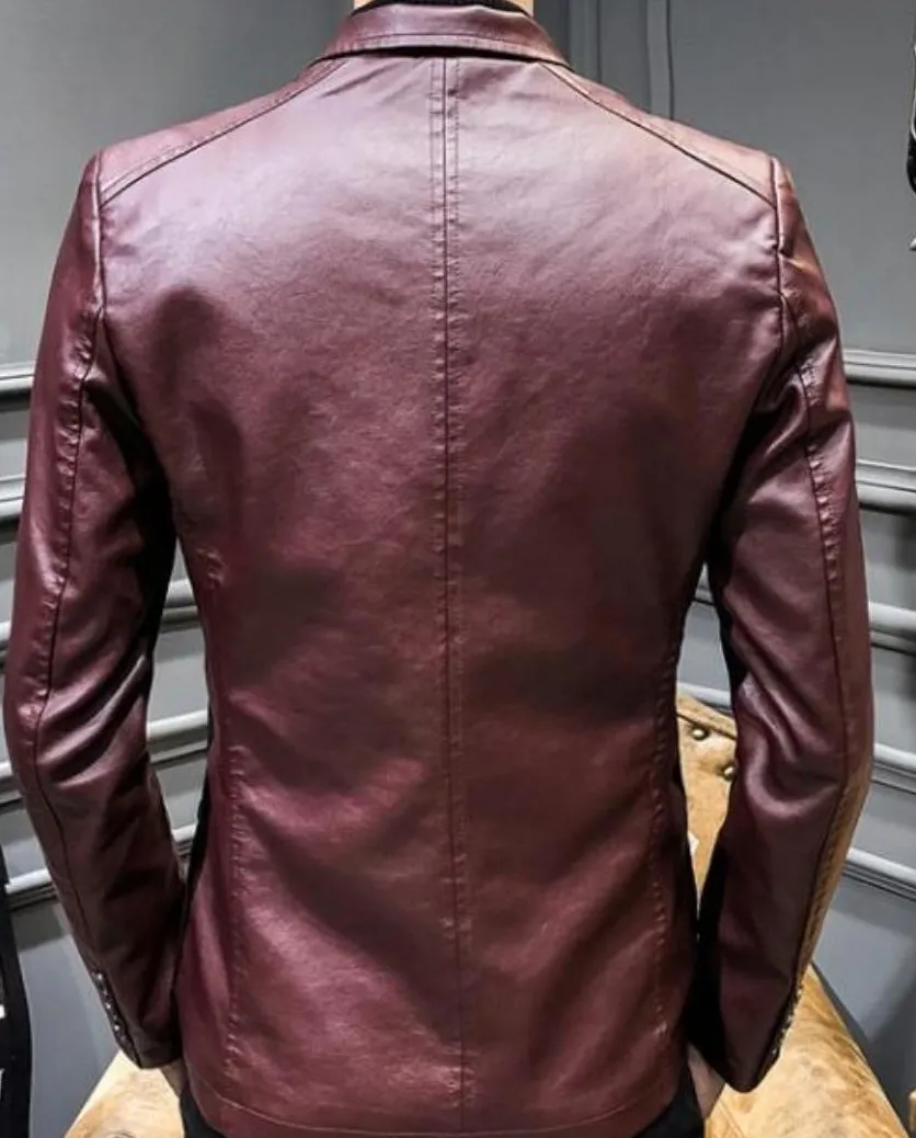 Mens Vegan Leather Blazer