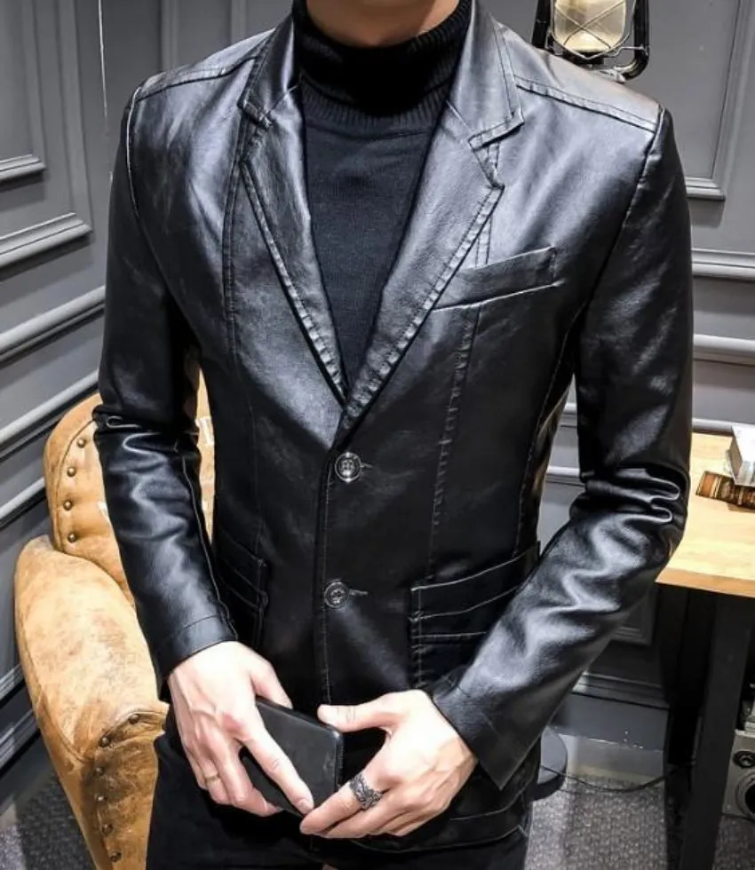 Mens Vegan Leather Blazer