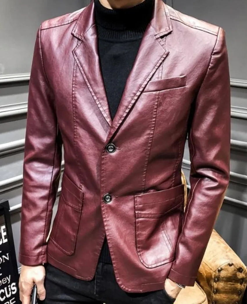 Mens Vegan Leather Blazer