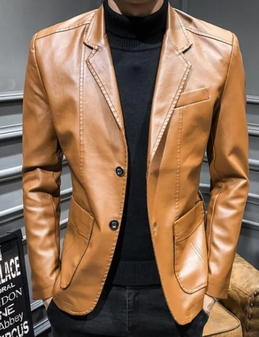 Mens Vegan Leather Blazer