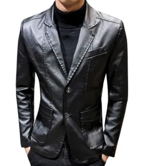 Mens Vegan Leather Blazer