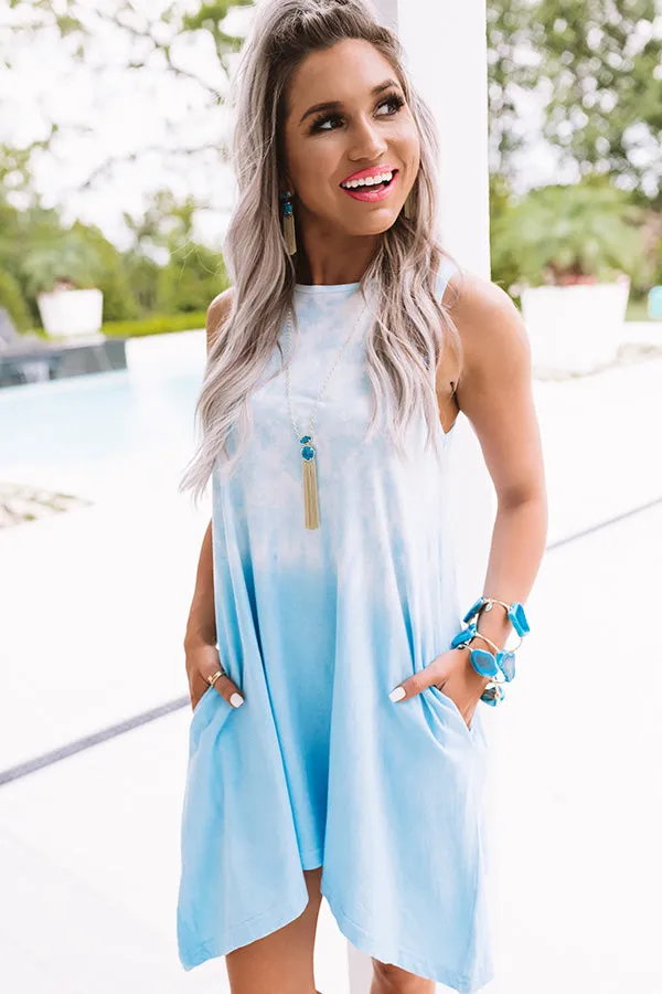 Mesa Moment Tie Dye Shift Dress In Sky Blue