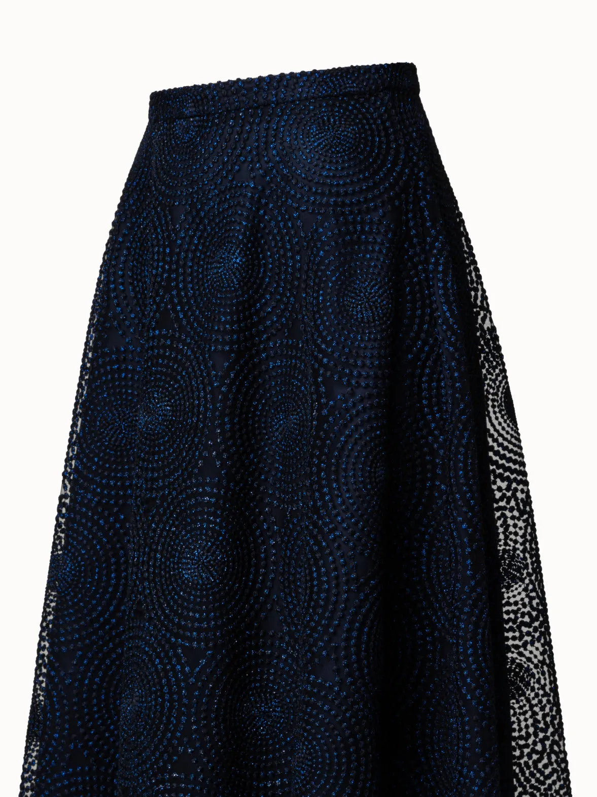 Metallic 3D Dot Embroidery Midi Skirt