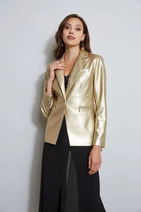 Metallic Vegan Leather Blazer