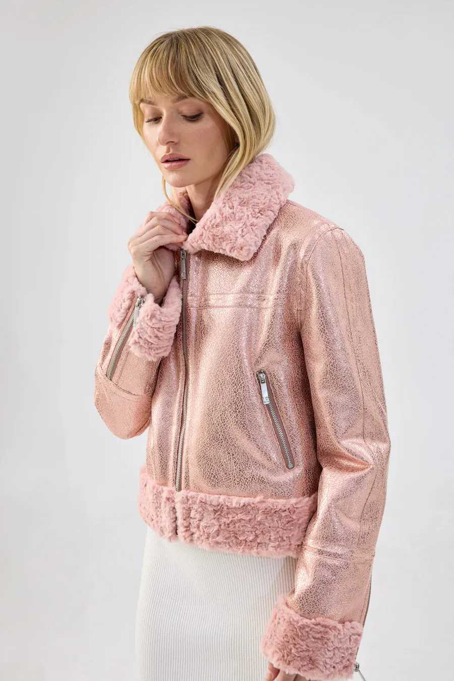 Metallique Jacket | Metallic Pink