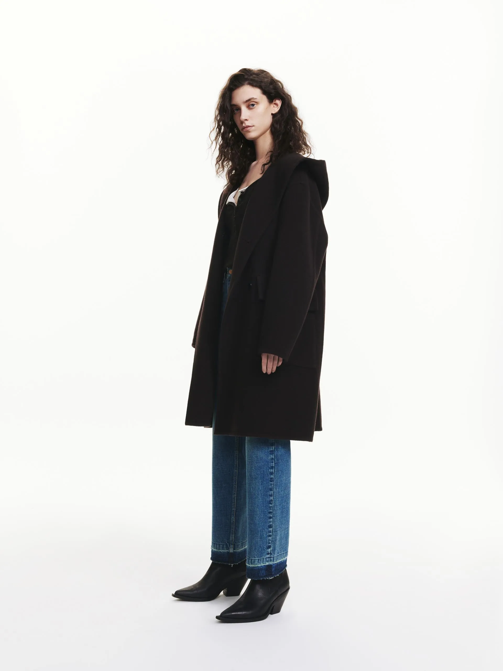 Midi Hooded Wool Coat