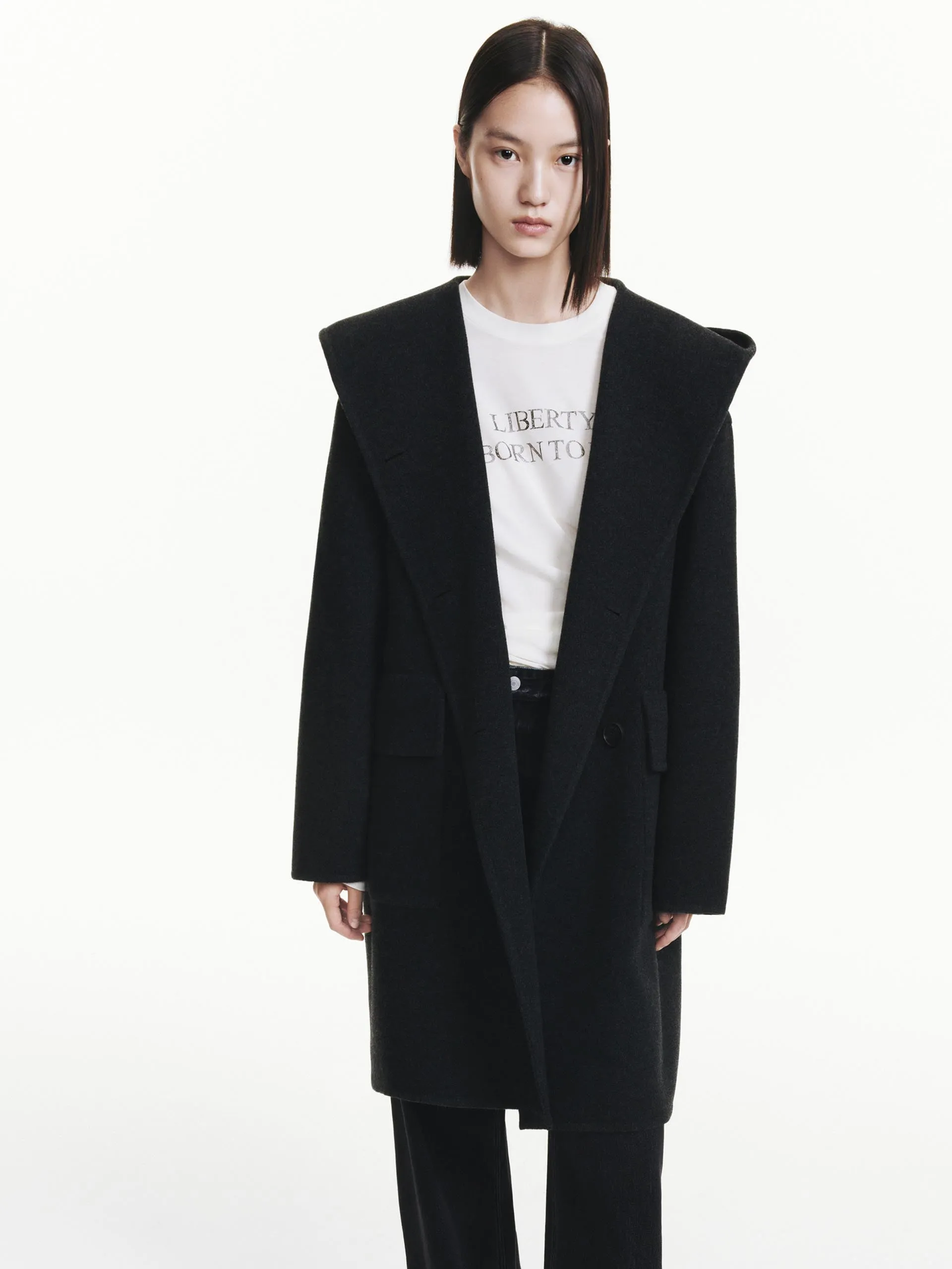 Midi Hooded Wool Coat