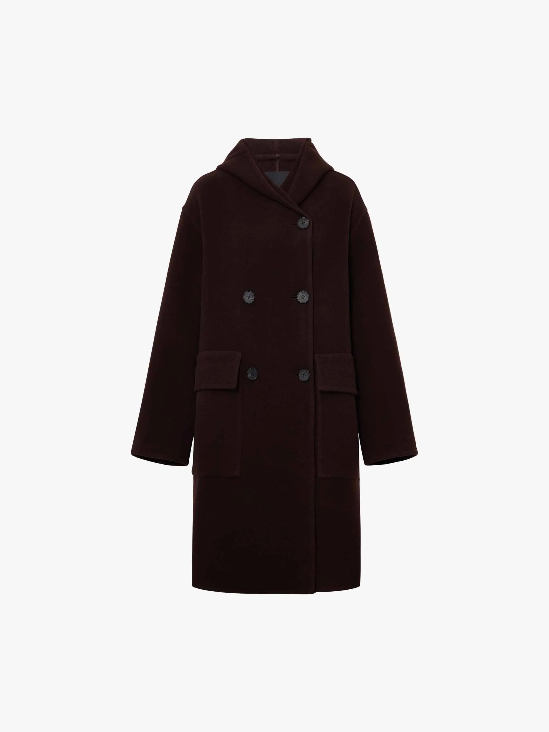 Midi Hooded Wool Coat