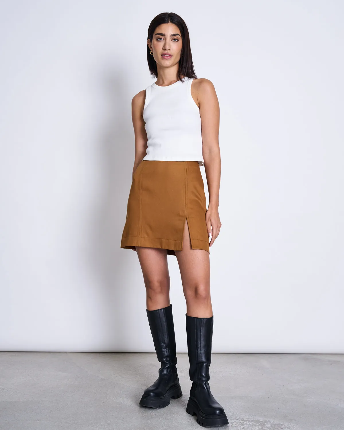 MINI SKIRT AINOHA COGNAC