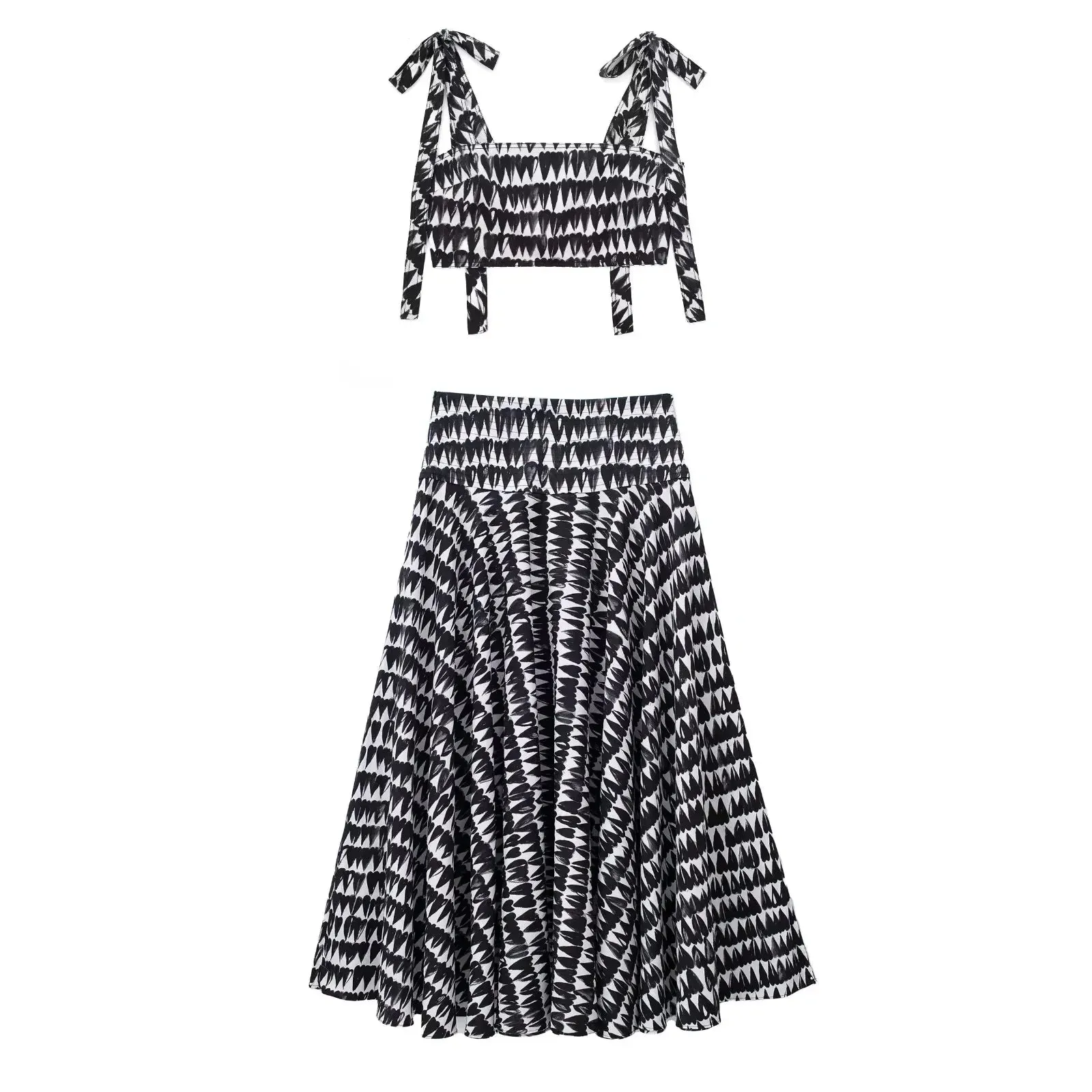 Monochrome Women's Crop Cami & Midi Skirt Duo