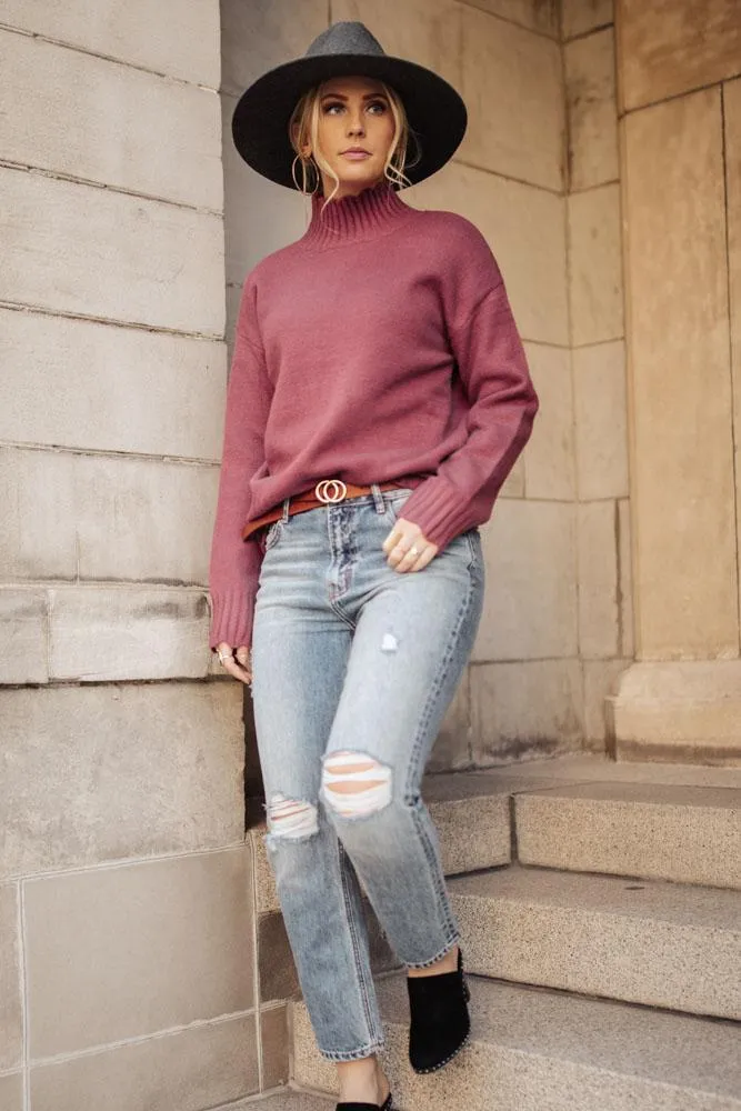 Natalie Turtleneck Sweater in Rose