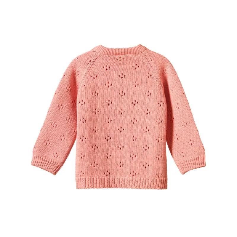 Nature Baby Honey Cardigan - Peony Pointelle