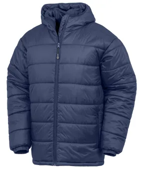 Navy - Recycled hooded padded parka