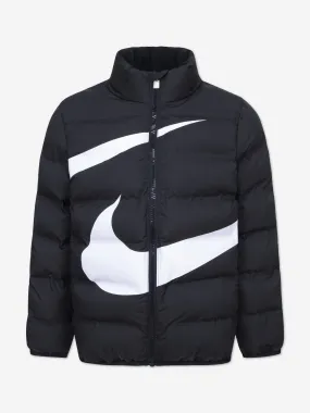 Nike Kids Wrap Swoosh Debossed Quilt Jacket in Black