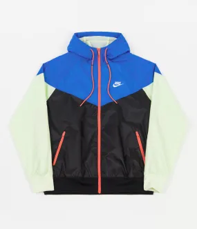 Nike Recycled Windrunner Hooded Jacket - Black / Signal Blue / Lime Ice / White