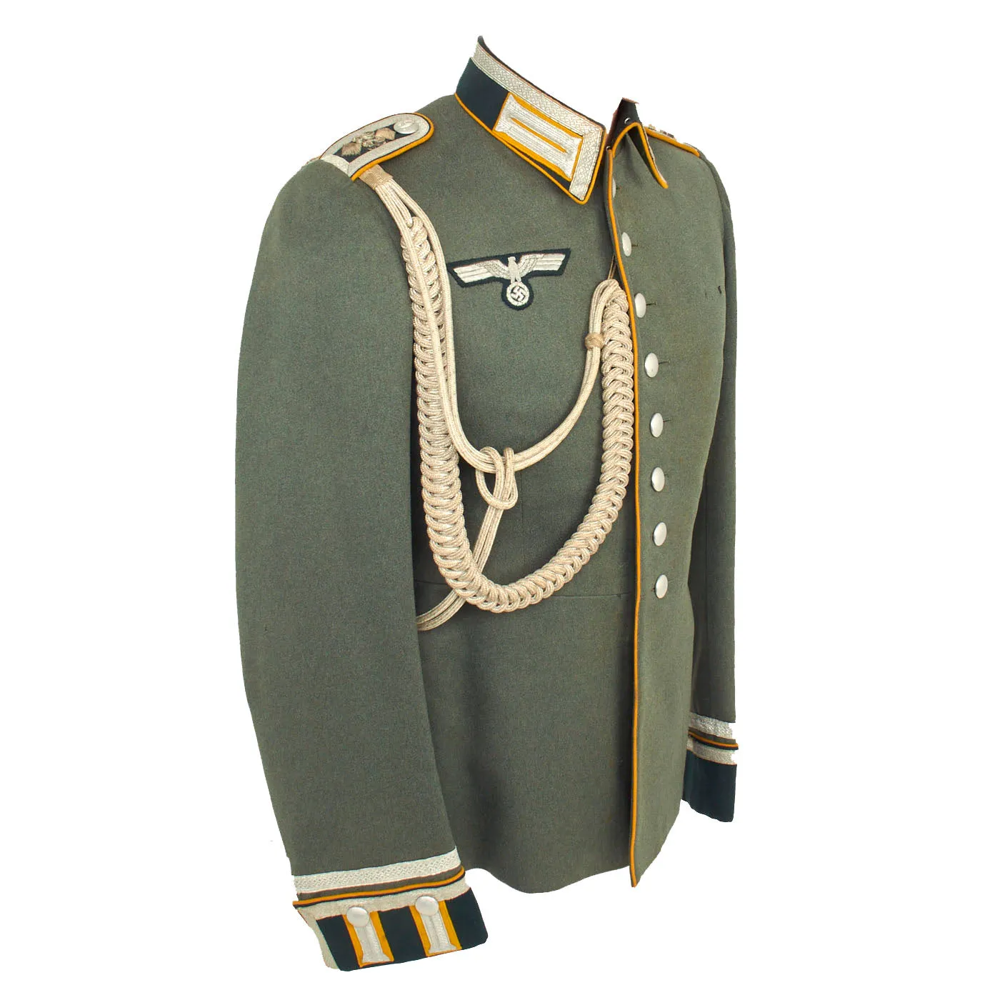 Original German WWII Heer 22nd Cavalry Oberwachtmeister NCO M35 Waffenrock Dress Tunic with Aiguilette Cords