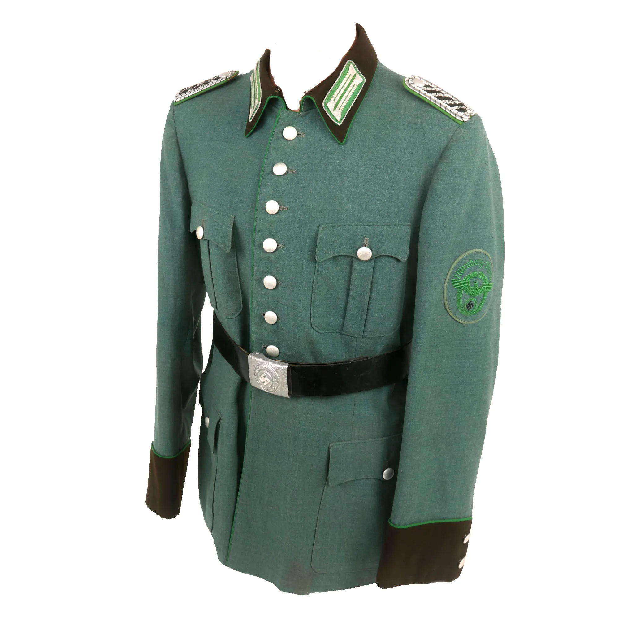 Original German WWII Nürnberg-Fürth District Schutzpolizei Meister NCO's M36 Field Tunic with Police Belt - Schupo