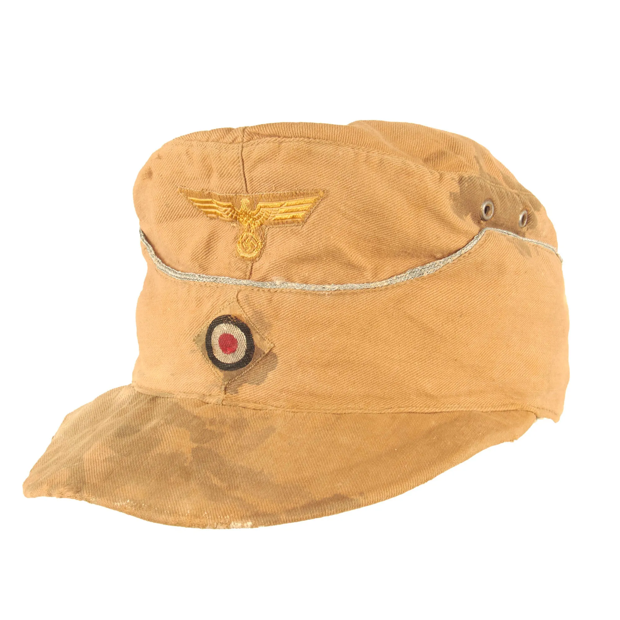 Original German WWII Service Used Kriegsmarine DAK Coastal Artillery M41 Officer's Field Cap - Küstenartillerie