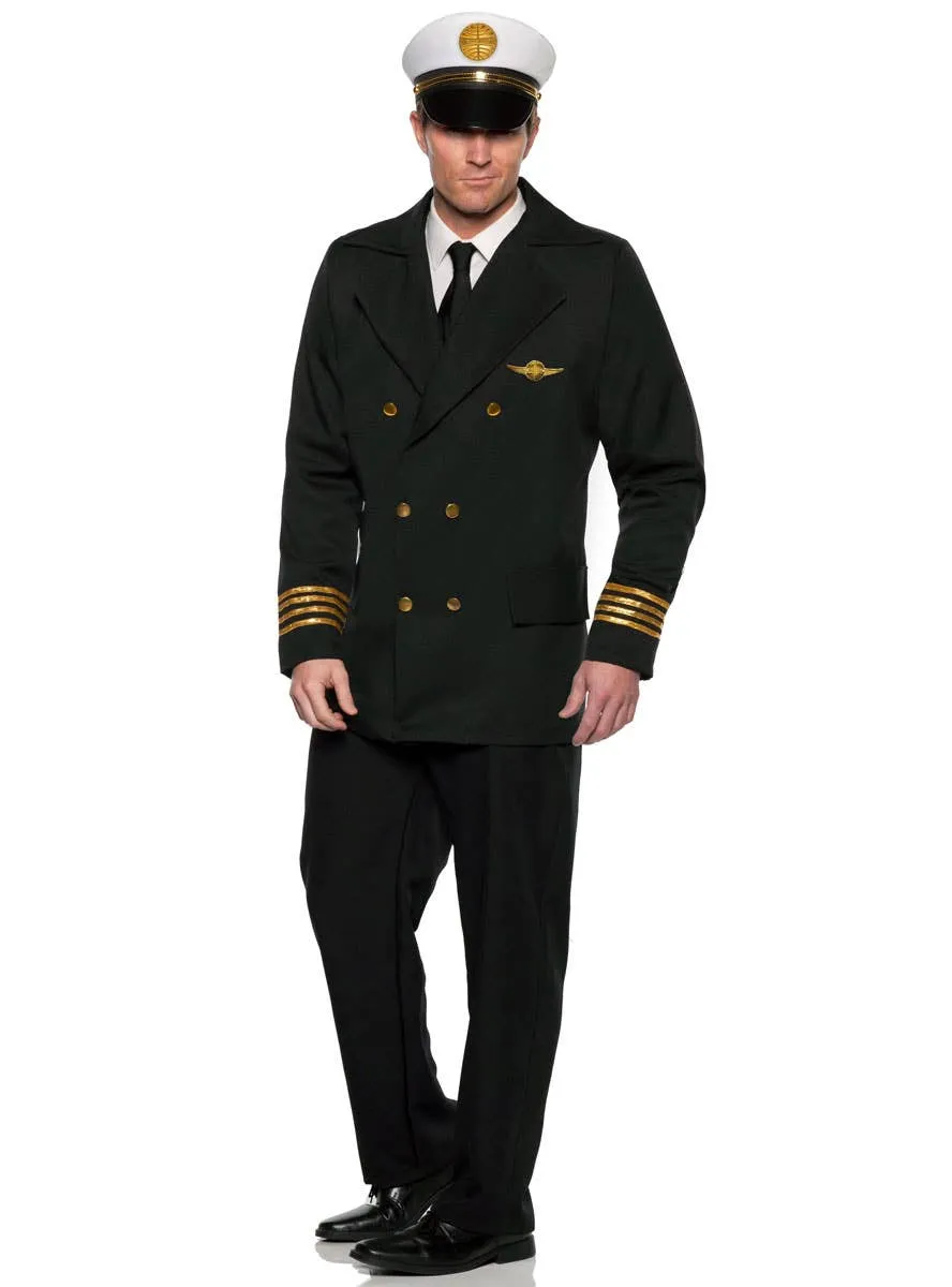 Pan Am Airways Plus Size Mens Black Pilot Costume