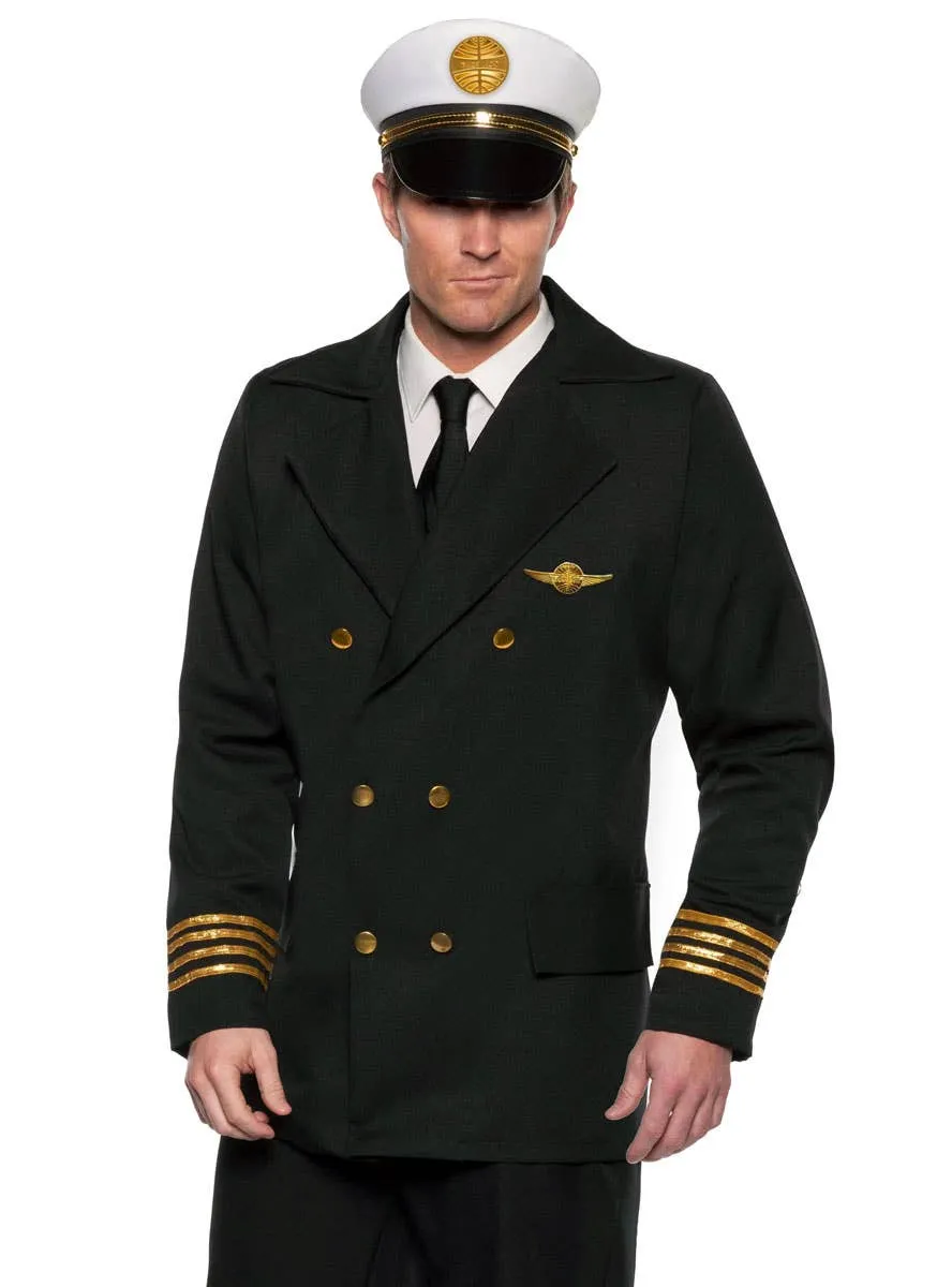 Pan Am Airways Plus Size Mens Black Pilot Costume