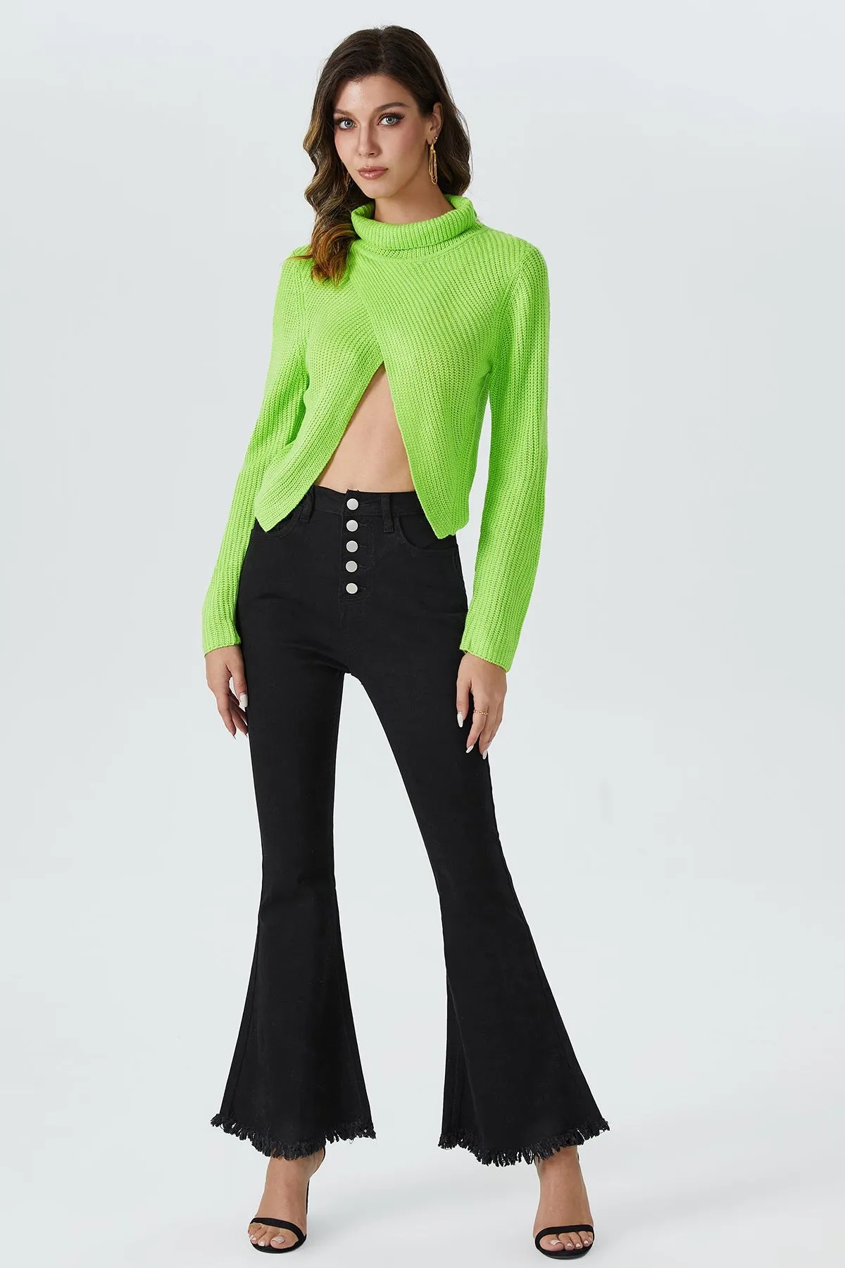 Party Split Front Turtleneck Jumper