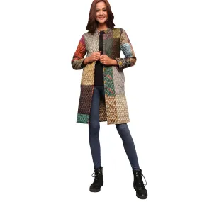 Patchwork Quilted Faux Silk Jacket