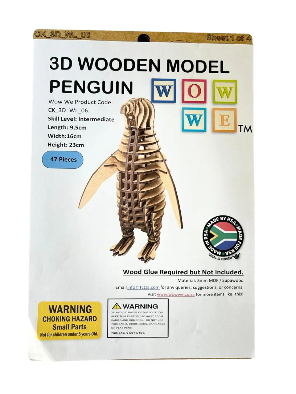 Penguin 3D Wooden Model (WL_06)