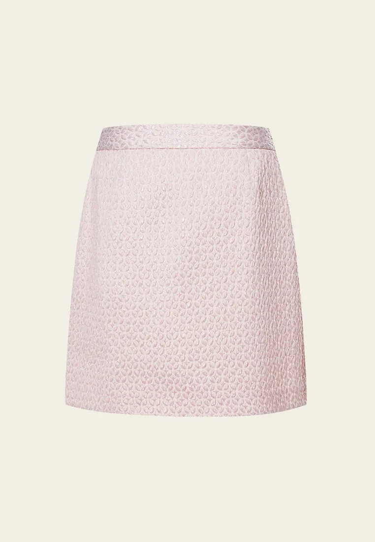 Pink Jacquard Mini Skirt