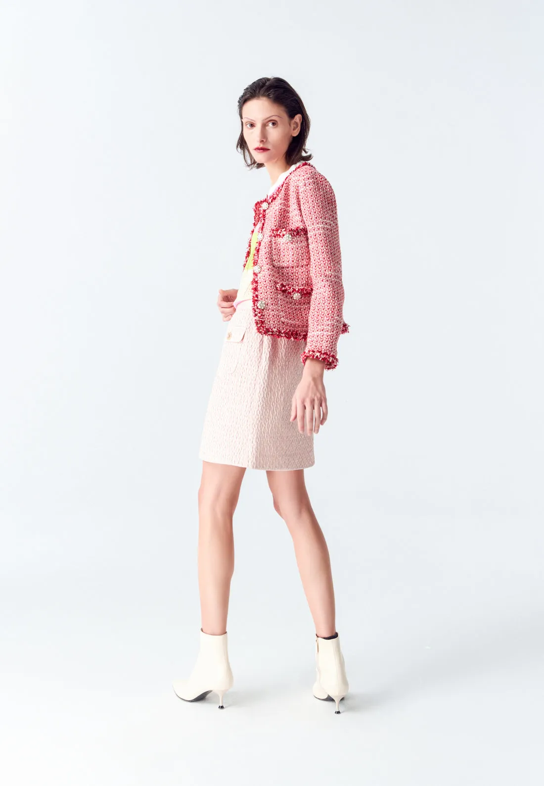 Pink Jacquard Mini Skirt