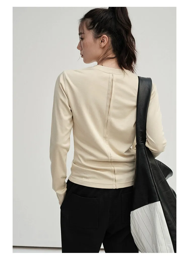 Pleated Design Base Layer Long Sleeve Top