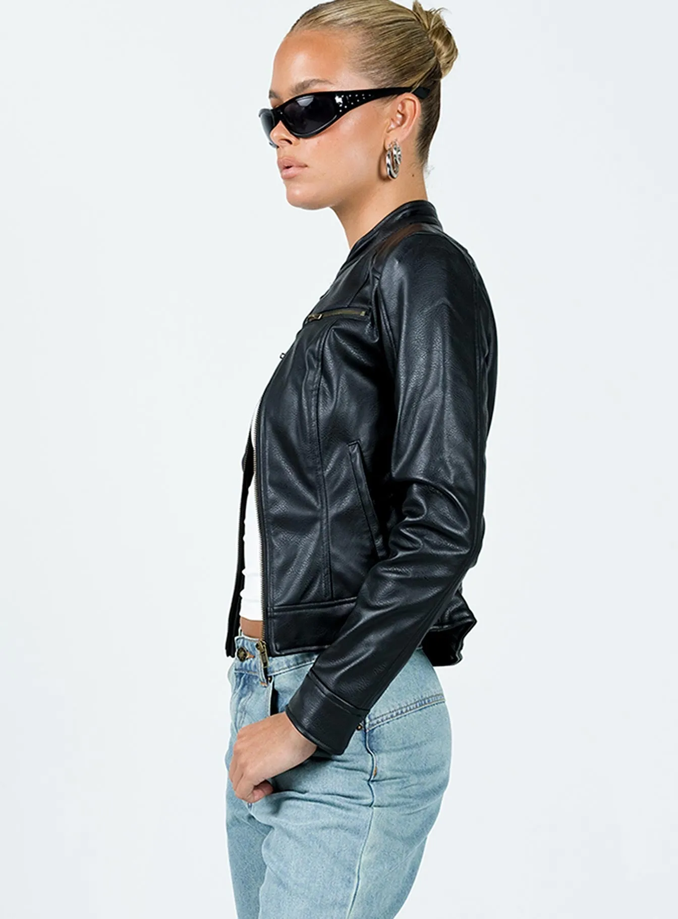 Pottsville Faux Leather Moto Jacket Black