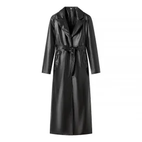 Pre Order:  Black PU Leather Coat