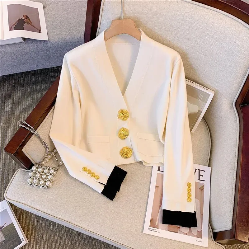 Pre Order:  Decorative Gold Buttons Short Jacket