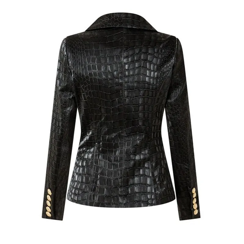 Pre Order:  Gold Buttons Crocodile Pattern Blazer