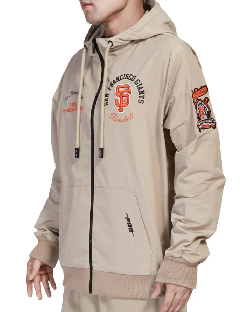 Pro Standard Men's San Francisco Giants Hybrid Woven Hoodie-Khaki