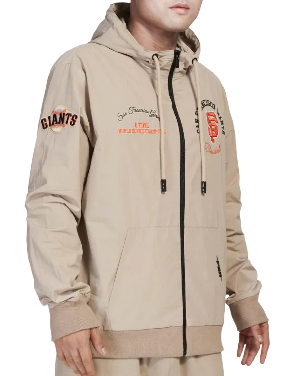 Pro Standard Men's San Francisco Giants Hybrid Woven Hoodie-Khaki